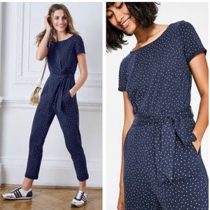 Boden Caitlin Jersey Jumpsuit - Navy/Ivory Spot